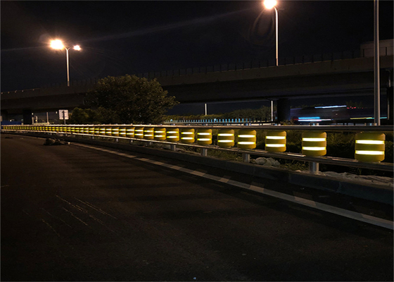 Good price Barrière jaune orange de rambarde de baril avec la rayure réfléchissante en ligne